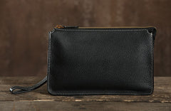 Genuine Leather Mens Clutch Cool Wallet Zipper Clutch Wristlet Bag Wallet for Men