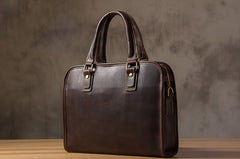 Genuine Leather Mens Coffee Briefcase Shoulder Bag Work Bag Laptop Bag Business Bag for Men
