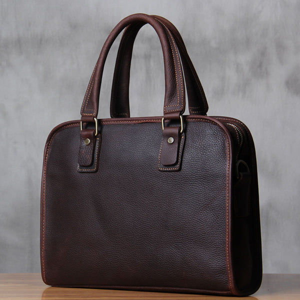 Genuine Leather Mens Coffee Briefcase Shoulder Bag Work Bag Laptop Bag Business Bag for Men