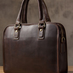 Genuine Leather Mens Coffee Briefcase Shoulder Bag Work Bag Laptop Bag Business Bag for Men