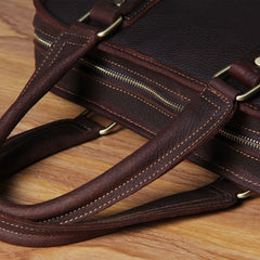 Genuine Leather Mens Coffee Briefcase Shoulder Bag Work Bag Laptop Bag Business Bag for Men