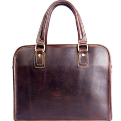 Genuine Leather Mens Coffee Briefcase Shoulder Bag Work Bag Laptop Bag Business Bag for Men