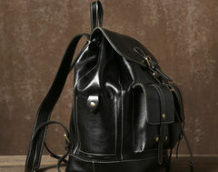 Genuine Leather Mens Cool Backpack Laptop Bag Large Travel Bag Hiking Bag for Men