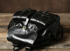 Genuine Leather Mens Cool Backpack Laptop Bag Large Travel Bag Hiking Bag for Men