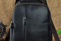 Cool Leather Mens Black Backpack for School Backpack Travel Backpacks For Men - iwalletsmen