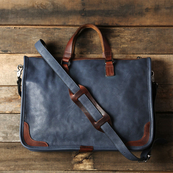 Genuine Leather Mens Cool Messenger Bag Briefcase Work Bag Business Bag Laptop Bag for men