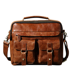 Genuine Leather Mens Cool Messenger Bag Briefcase Work Bag Business Bag Laptop Bag for men