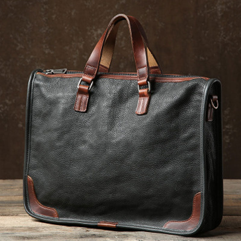 Genuine Leather Mens Cool Messenger Bag Briefcase Work Bag Business Bag Laptop Bag for men