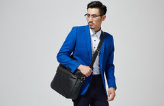 Genuine Leather Mens Cool Messenger Bag Large Briefcase Work Bag Business Bag Laptop Bag for men