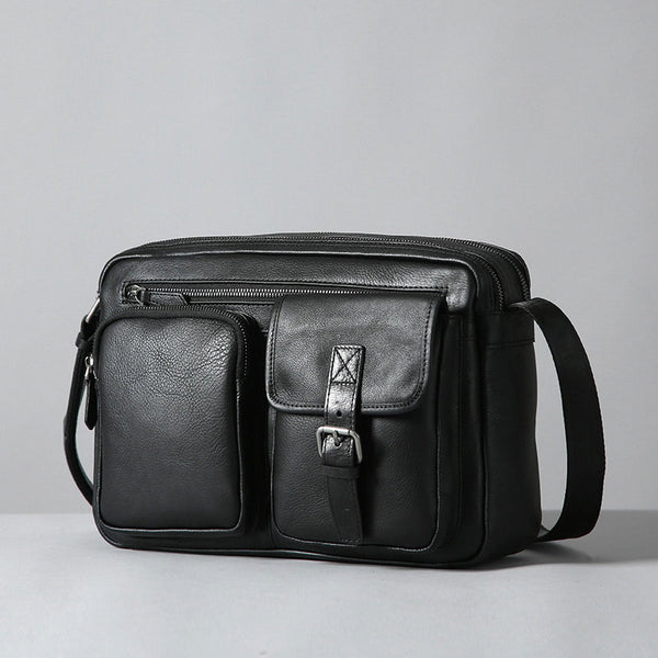 Genuine Leather Mens Cool Shoulder Bag Messenger Bag Chest Bag Bike Bag Cycling Bag for men