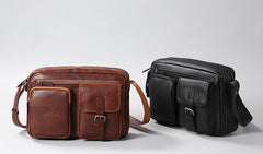 Genuine Leather Mens Cool Small Shoulder Bag Messenger Bag Bike Bag Cycling Bag for men