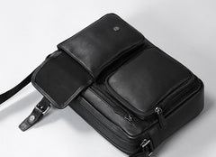 Genuine Leather Mens Cool Small Shoulder Bag Messenger Bag Bike Bag Cycling Bag for men