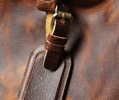 Genuine Leather Mens Large Brown Travel Bag Cool Duffle Bag Shoulder Bag Weekender Bag for Men