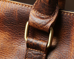 Genuine Leather Mens Large Brown Travel Bag Cool Duffle Bag Shoulder Bag Weekender Bag for Men