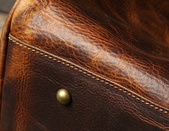 Genuine Leather Mens Large Brown Travel Bag Cool Duffle Bag Shoulder Bag Weekender Bag for Men