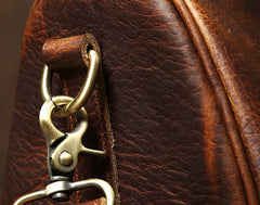 Genuine Leather Mens Large Brown Travel Bag Cool Duffle Bag Shoulder Bag Weekender Bag for Men