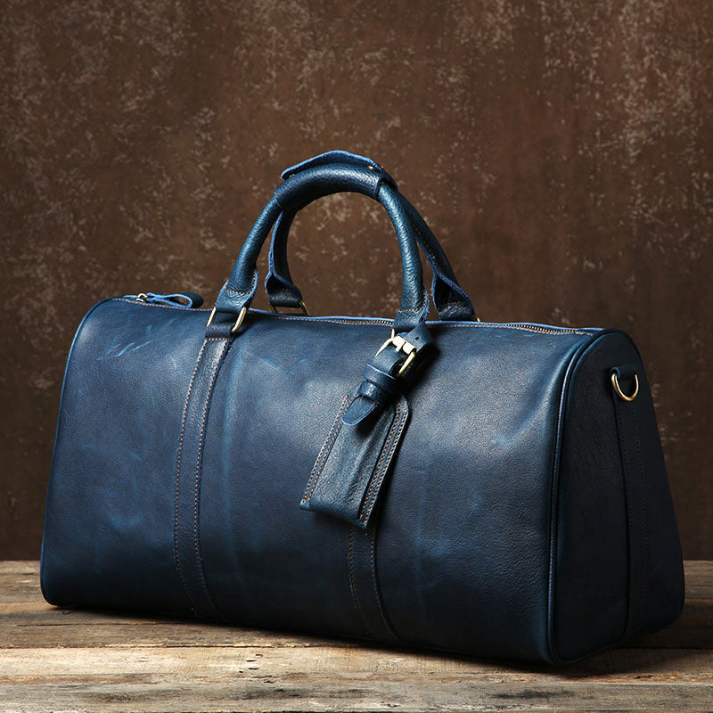 Blue leather travel bag Clearance