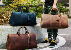 Genuine Leather Mens Large Brown Travel Bag Cool Duffle Bag Shoulder Bag Weekender Bag for Men