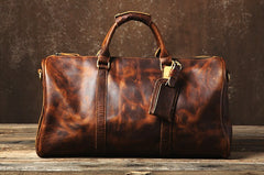 Genuine Leather Mens Large Brown Travel Bag Cool Duffle Bag Shoulder Bag Weekender Bag for Men