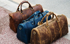 Genuine Leather Mens Large Camel Travel Bag Cool Duffle Bag Shoulder Bag Weekender Bag for Men