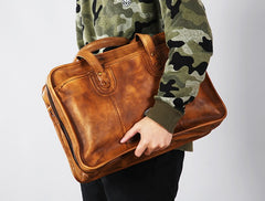 Genuine Leather Mens Large Travel Bag Cool Messenger Bag Shoulder Bag Laptop Bag Briefcase Weekender Bag for Men
