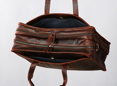 Genuine Leather Mens Large Travel Bag Cool Messenger Bag Shoulder Bag Laptop Bag Briefcase Weekender Bag for Men