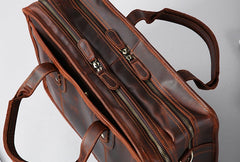 Genuine Leather Mens Large Travel Bag Cool Messenger Bag Shoulder Bag Laptop Bag Briefcase Weekender Bag for Men