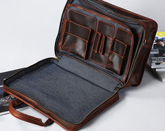Genuine Leather Mens Large Travel Bag Cool Messenger Bag Shoulder Bag Laptop Bag Briefcase Weekender Bag for Men