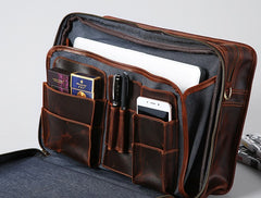 Genuine Leather Mens Large Travel Bag Cool Messenger Bag Shoulder Bag Laptop Bag Briefcase Weekender Bag for Men
