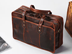 Genuine Leather Mens Large Travel Bag Cool Messenger Bag Shoulder Bag Laptop Bag Briefcase Weekender Bag for Men