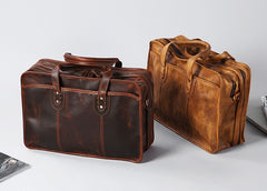 Genuine Leather Mens Large Travel Bag Cool Messenger Bag Shoulder Bag Laptop Bag Briefcase Weekender Bag for Men