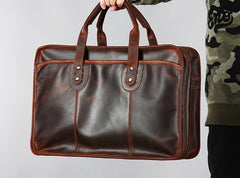 Genuine Leather Mens Large Travel Bag Cool Messenger Bag Shoulder Bag Laptop Bag Briefcase Weekender Bag for Men