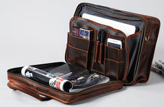 Genuine Leather Mens Large Travel Bag Cool Messenger Bag Shoulder Bag Laptop Bag Briefcase Weekender Bag for Men