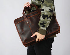 Genuine Leather Mens Large Travel Bag Cool Messenger Bag Shoulder Bag Laptop Bag Briefcase Weekender Bag for Men