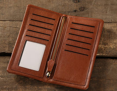 Genuine Leather Mens Soft Cool Long Leather Wallet Men Card Wallet Bifold for Men
