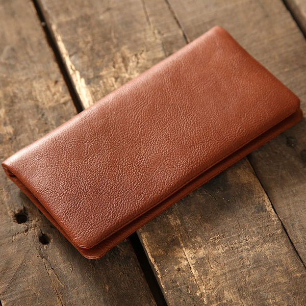 Genuine Leather Mens Soft Cool Long Leather Wallet Men Card Wallet Bifold for Men