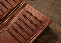 Genuine Leather Mens Soft Cool Long Leather Wallet Men Card Wallet Bifold for Men