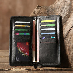 Genuine Leather Mens Soft Cool Long Leather Wallet Men Card Wallet Bifold for Men