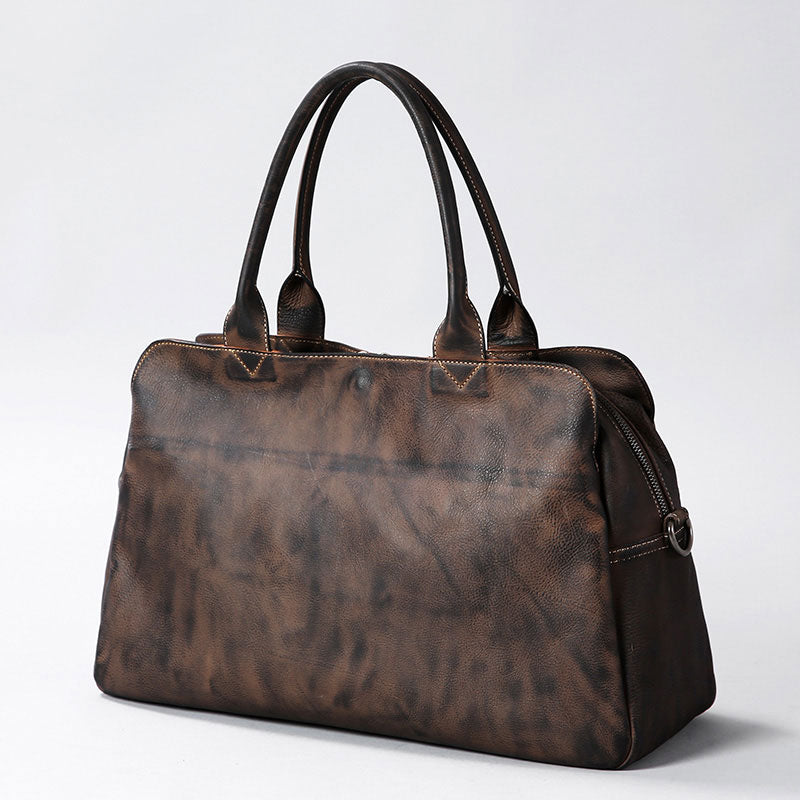 Genuine Leather Mens Travel Bag Cool Messenger Bag Shoulder Bag Handbag Weekender Bag for Men