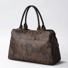 Genuine Leather Mens Travel Bag Coffee Cool Messenger Bag Shoulder Bag Handbag Weekender Bag for Men