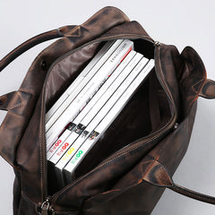 Genuine Leather Mens Travel Bag Cool Messenger Bag Shoulder Bag Handbag Weekender Bag for Men