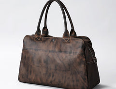 Genuine Leather Mens Travel Bag Coffee Cool Messenger Bag Shoulder Bag Handbag Weekender Bag for Men