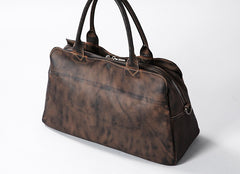 Genuine Leather Mens Travel Bag Coffee Cool Messenger Bag Shoulder Bag Handbag Weekender Bag for Men