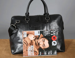 Genuine Leather Mens Travel Bag Cool Messenger Bag Shoulder Bag Handbag Weekender Bag for Men