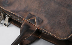 Genuine Leather Mens Travel Bag Coffee Cool Messenger Bag Shoulder Bag Handbag Weekender Bag for Men