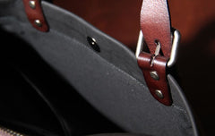 Genuine Leather Mens Vintage Black Briefcase Shoulder Bag Work Bag Laptop Bag Business Bag for Men