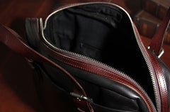 Genuine Leather Mens Vintage Black Briefcase Shoulder Bag Work Bag Laptop Bag Business Bag for Men