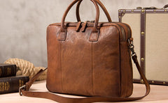 Genuine Leather Mens Vintage Gray Briefcase Shoulder Bag Work Bag Laptop Bag Business Bag for Men