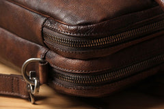 Genuine Leather Mens Vintage Gray Briefcase Shoulder Bag Work Bag Laptop Bag Business Bag for Men