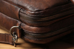 Genuine Leather Mens Vintage Brown Briefcase Shoulder Bag Work Bag Laptop Bag Business Bag for Men